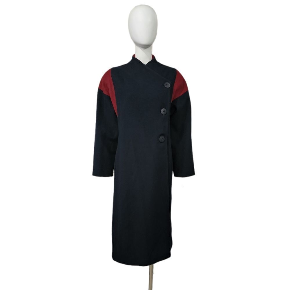 Vintage Meri K. Wool Union Made Blue & Red Coat